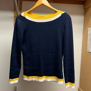 Navy boat neck sweater